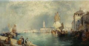 Canal In Venice by Thomas Moran