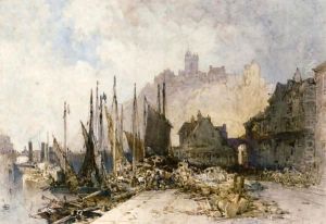 The Fish Market, Folkestone Harbour by William Callow