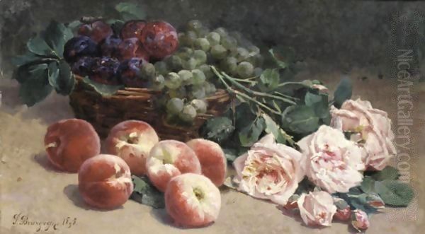 Basket Of Fruit And Roses - view 1