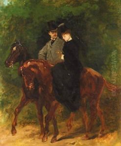 A Couple Out Riding by Jean Baptiste Edouard Detaille
