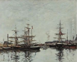 Deauville-Le Bassin 2 by Eugene Boudin