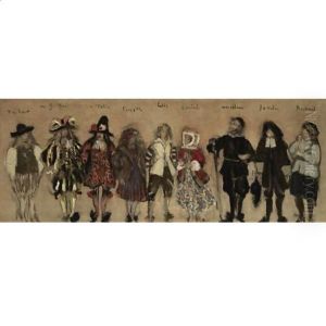 Etude De Costumes Pour Les Neufs Personnages De La Coupe Enchantee Par Jean De La Fontaine by Jean-Edouard Vuillard
