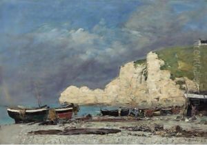 Etretat, La Falaise D'Amont by Eugene Boudin