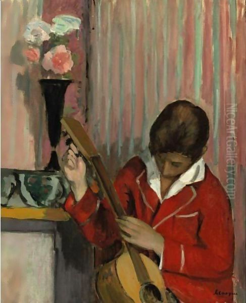 Pierre Lebasque Jouant De La Guitare - view 1