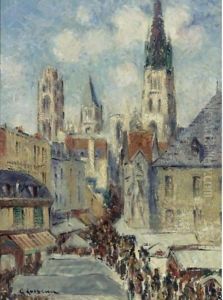 La Rue De L'Epicerie A Rouen, Jour De Marche by Gustave Loiseau