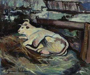 Vache Couchee Dans L'Etable by Suzanne Valadon