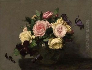 Roses Et Clematites by Ignace Henri Jean Fantin-Latour