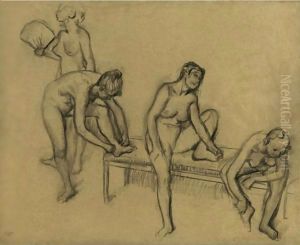 Quatre Danseuses Nues En Repos by Edgar Degas