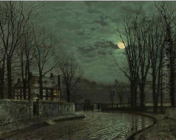 A Wooded Lane By Moonlight - view 1