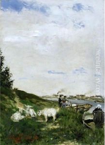 Banks Of The River Seine by Jean-Francois Raffaelli