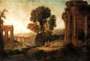 Classical Landscape With Arcadian Figures Before Ruins Beside The River