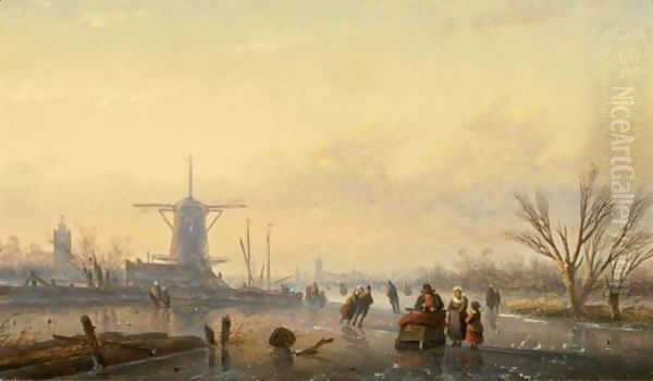 Figures On A Frozen Waterway - view 1