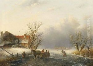 A Winter Landscape With A Horse-Sledge On The Ice