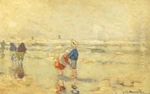 Children Playing On The Beach by Gerhard Arij Ludwig Morgenstje Munthe