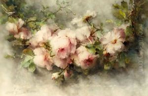 A Swag Of Pink Roses by Margaretha Roosenboom