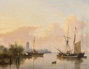 Ships On A River Near Dordrecht