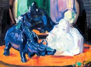 Still Life With A White Buddha And A Porcelain Buffalo by Francis Campbell Boileau Cadell