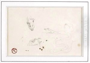Tetes De Cheval, Serpent, Chien by Henri De Toulouse-Lautrec
