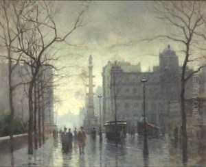 Rainy Day, Columbus Circle by Paul Cornoyer