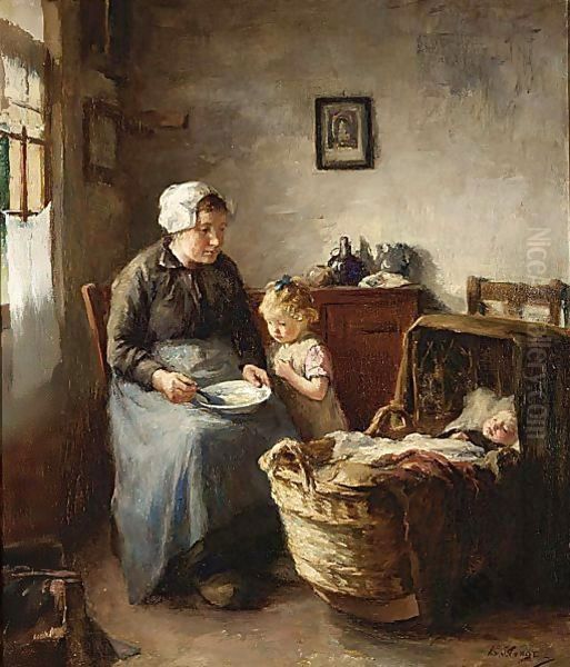 Cottage Interior With Woman And Children - view 1