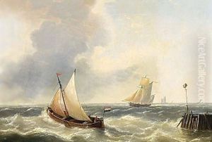 Sailingvessels In A Stiff Breeze, A Pair