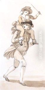 A Man Carrying A Boy On His Back by Paul Sandby
