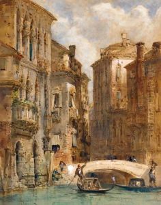 A Gondoler On A Canal, Venice