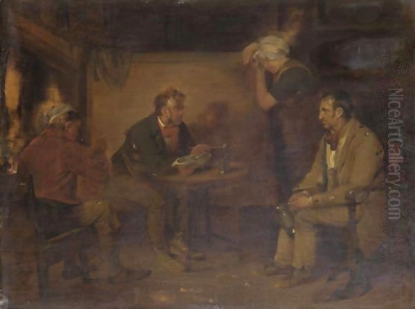 Figures In A Cottage Interior - view 1