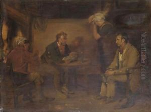 Figures In A Cottage Interior by Edward Bird
