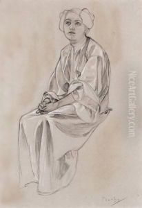 A Seated Lady by Alphonse Maria Mucha