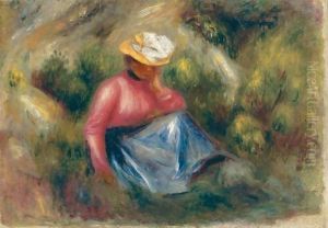 Jeune Femme Assise Avec Chapeau by Pierre Auguste Renoir