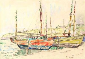 Barques Sur La Berge by Paul Signac