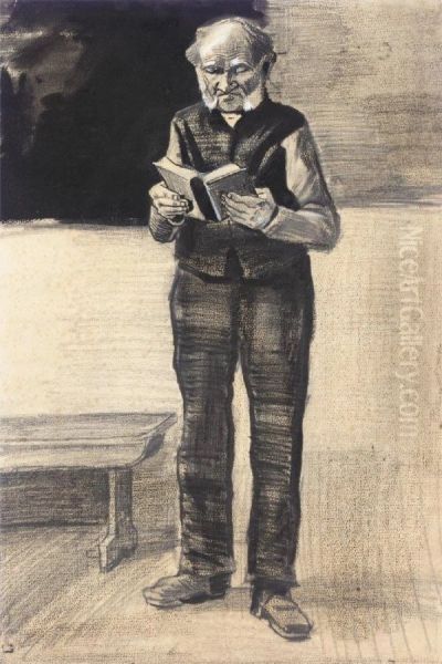 Man Standing, Reading A Book - view 1