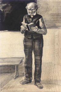 Man Standing, Reading A Book