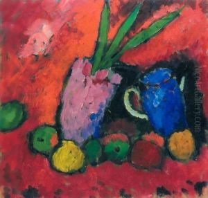 Stilleben Mit Hyazinthe, Blauem Krug Und Apfeln (Still-Life With Hyacinth, Blue Jug And Apples) by Alexei Jawlensky