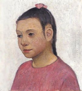 Brustbild Eines Italienischen Madchens In Rotem Kleid (Portrait Of An Italian Girl In A Red Dress) by Paula Modersohn-Becker