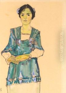 Madchen Mit Gestreifter Bluse (Girl With Striped Blouse) by Egon Schiele