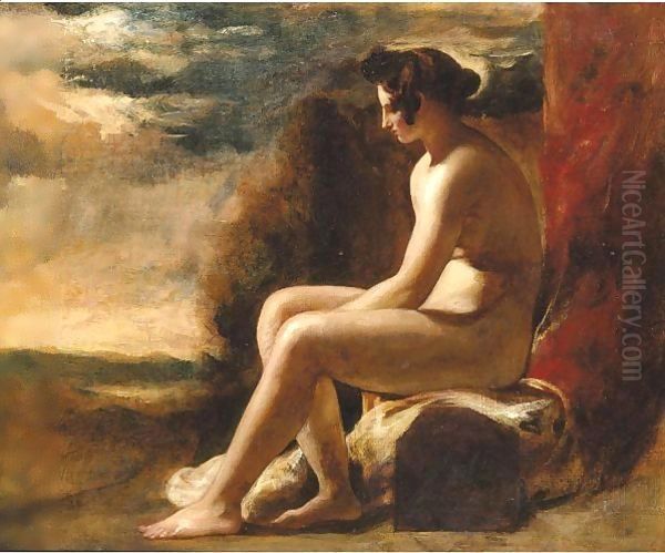 Seated Female Nude In A Landscape - view 1