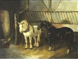 Horses In The Stable by John Frederick Herring Snr
