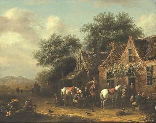 Horsemen Beside A Cottage - view 1