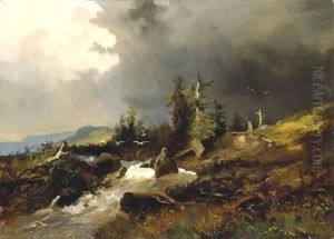 A Stream Running Through An Mountainous Landscape