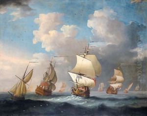 An English Squadron In Open Sea by Francis Swaine