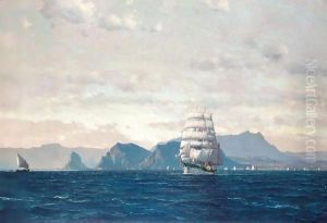 A Yacht Sailing In The Gulf Of Palermo by Michael Zeno Diemer