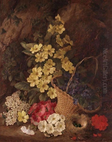 Still Life Of Flowers In Basket - view 1