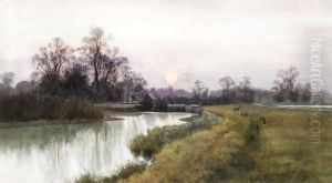 Moonlit River Scene by William Fraser Garden