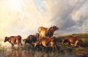 Cattle Watering 4 by Thomas Sidney Cooper
