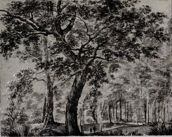 Woodland Scene, With Two Figures By A Tall Tree - view 1