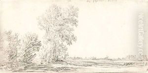 Landscape With A Row Of Trees And A Village In The Distance by Jan van Goyen