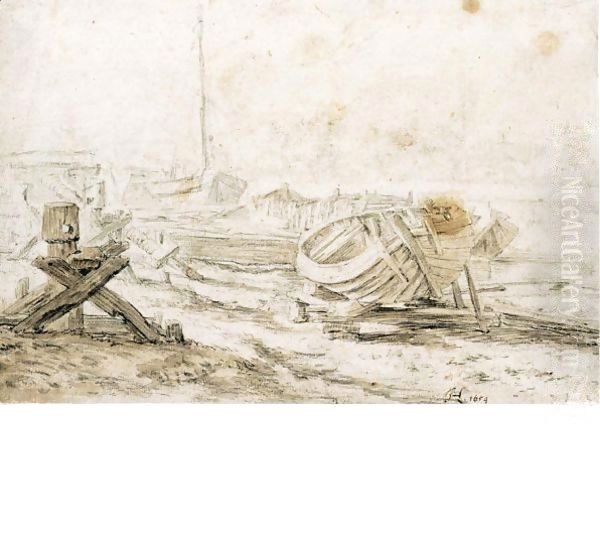 A Boatyard, With Small Vesels Hauled Ashore - view 1