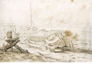 A Boatyard, With Small Vesels Hauled Ashore A Boatyard, With Small Vesels Hauled Ashore
